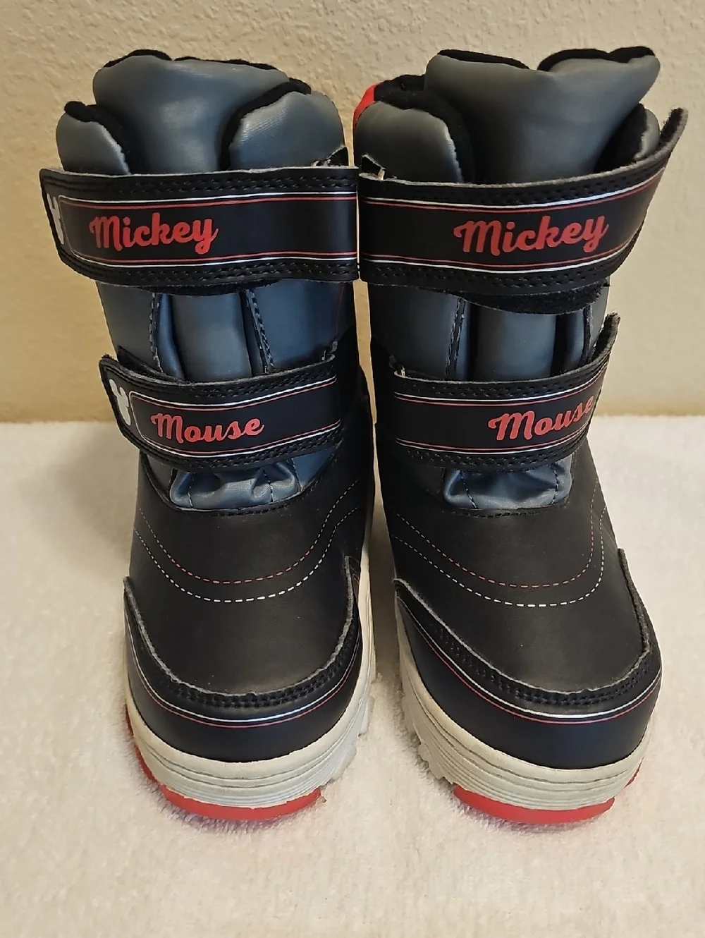 Disney Mickey Kids Black and Red Strap Boots